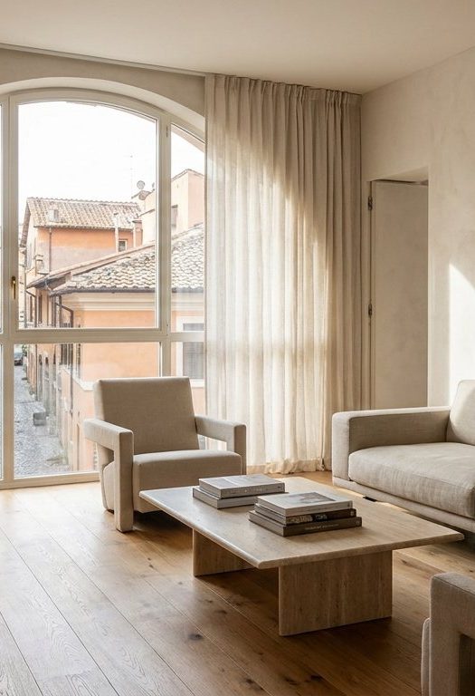 Soggiorno luminoso di un appartamento ristrutturato a Roma